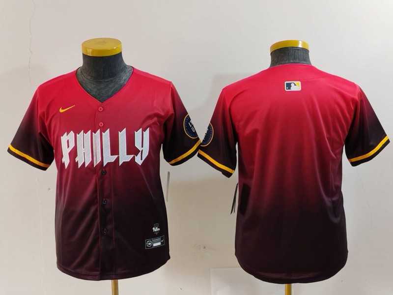 Youth Philadelphia Phillies Blank Red 2024 City Connect Limited Jersey->mlb youth jerseys->MLB Jersey